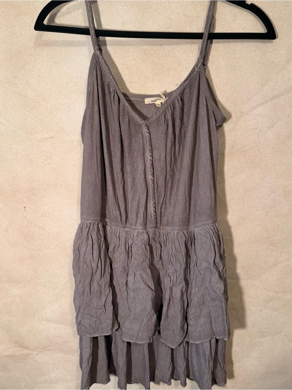 Mystree Gray Tiered Spaghetti Strap Tunic Size S Small